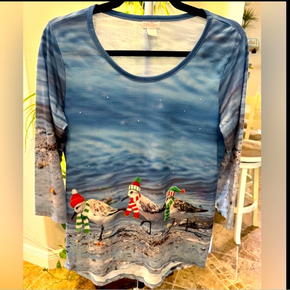Sun Bay Blue Long Sleeve Christmas Top - Picture 6 of 7